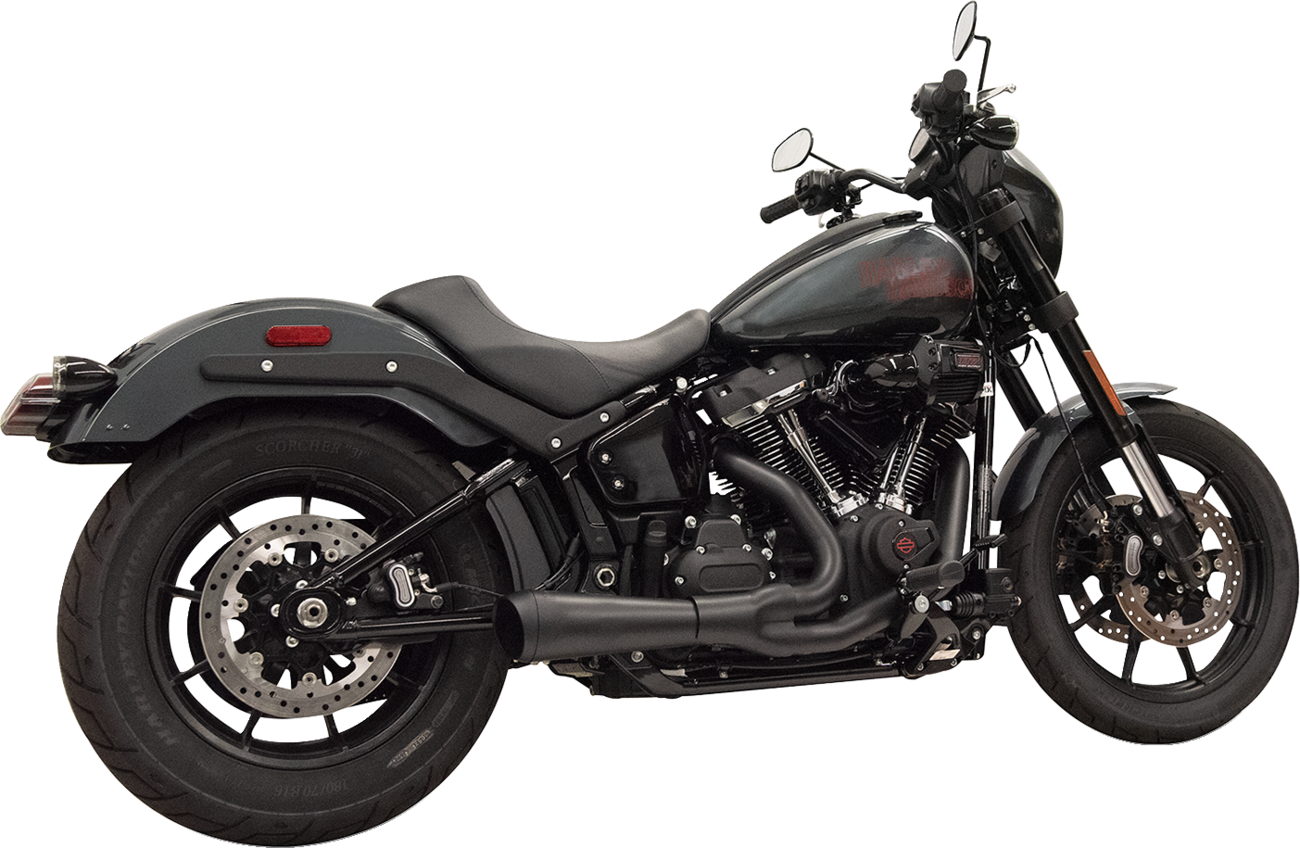 2-into-1 Ripper Exhaust System with Megaphone Muffler - Short - Black - M8 Softail