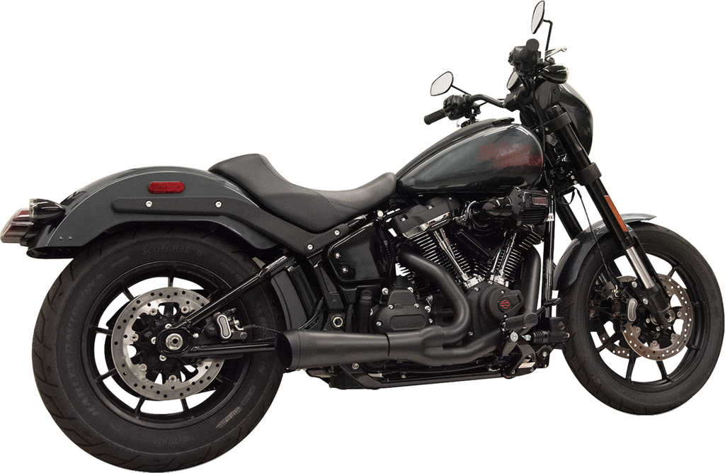 2-into-1 Ripper Exhaust System with Megaphone Muffler - Short - Black - M8 Softail
