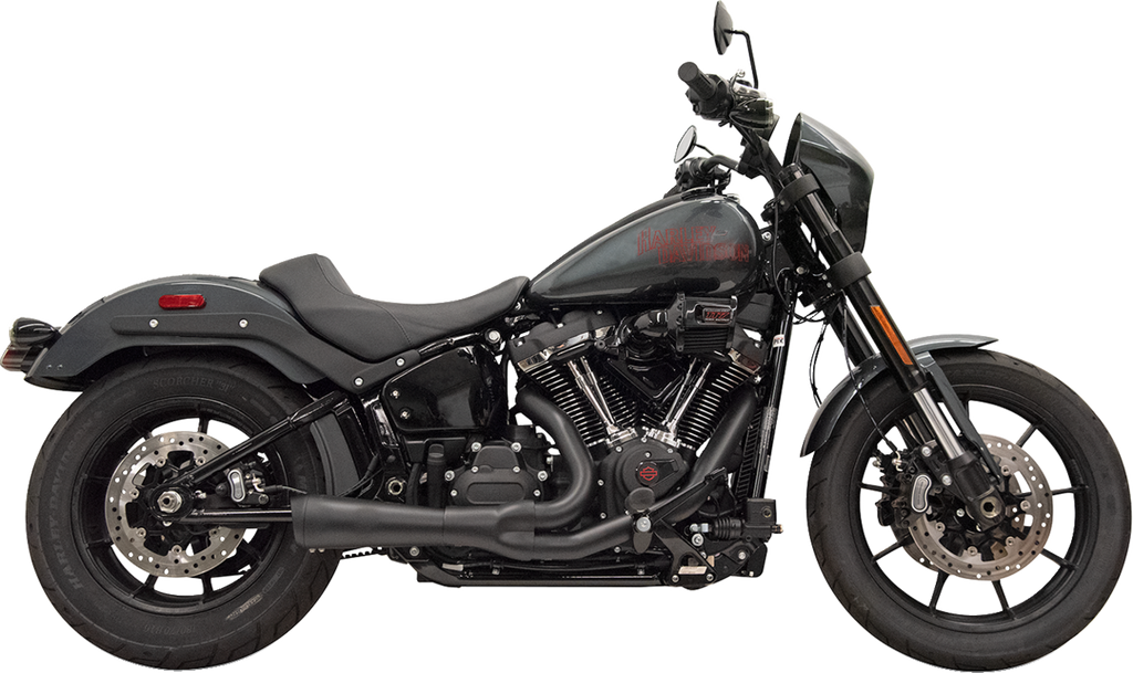 2-into-1 Ripper Exhaust System with Megaphone Muffler - Short - Black - M8 Softail