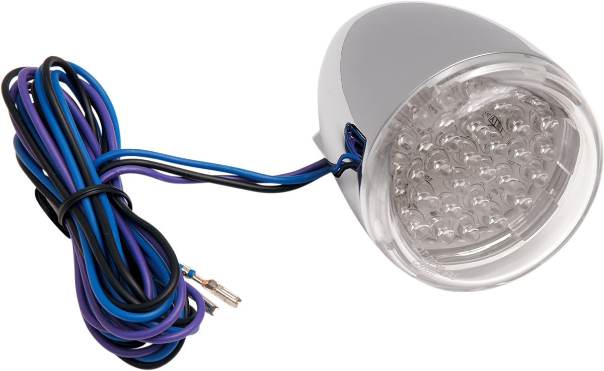 CHRIS PRODUCTS Turn Signal - Red LED / Chrome/Clear 2020-0324