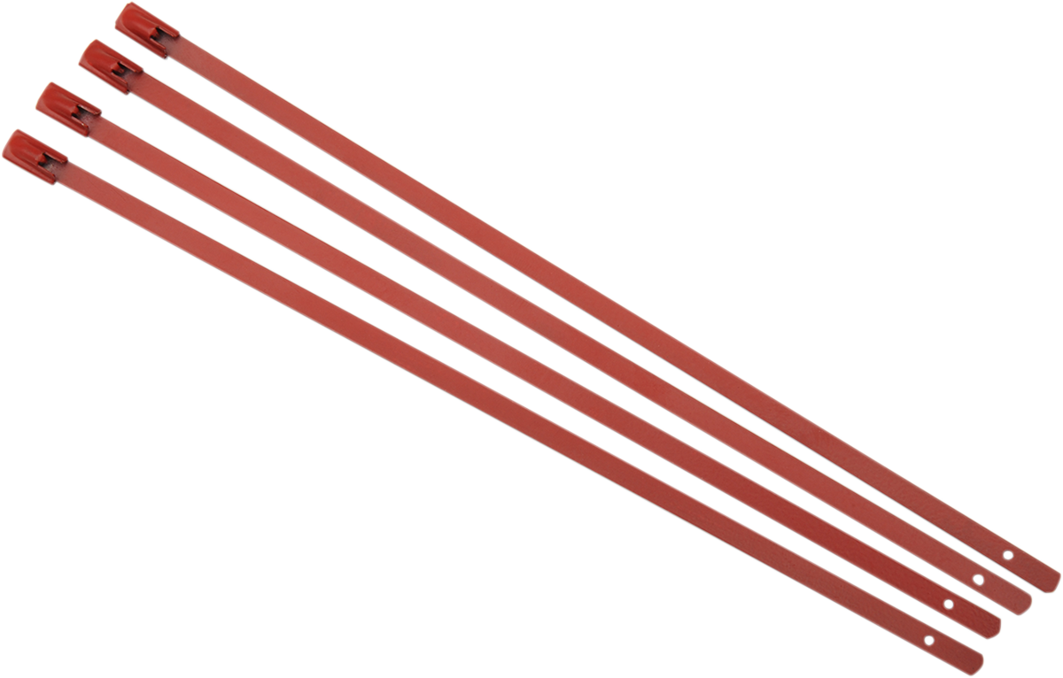 CYCLE PERFORMANCE PROD. Exhaust Wrap Clamps - Red / 4 Pack 1861-0951