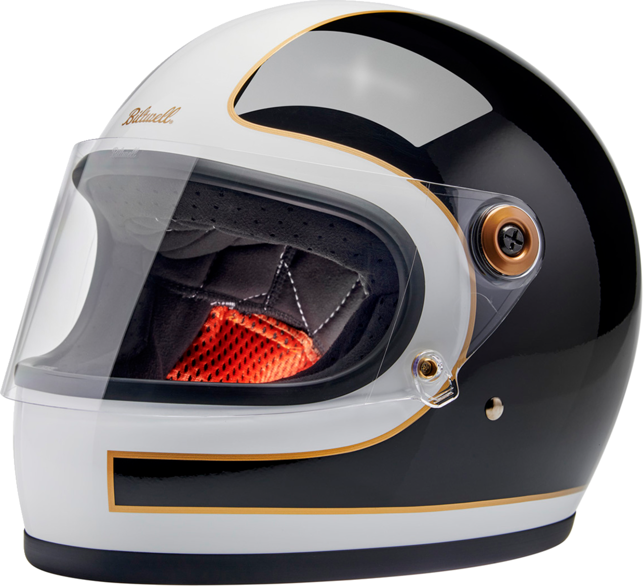 BILTWELL Gringo S Helmet - Gloss White/Black Tracker / Small 0101-16610