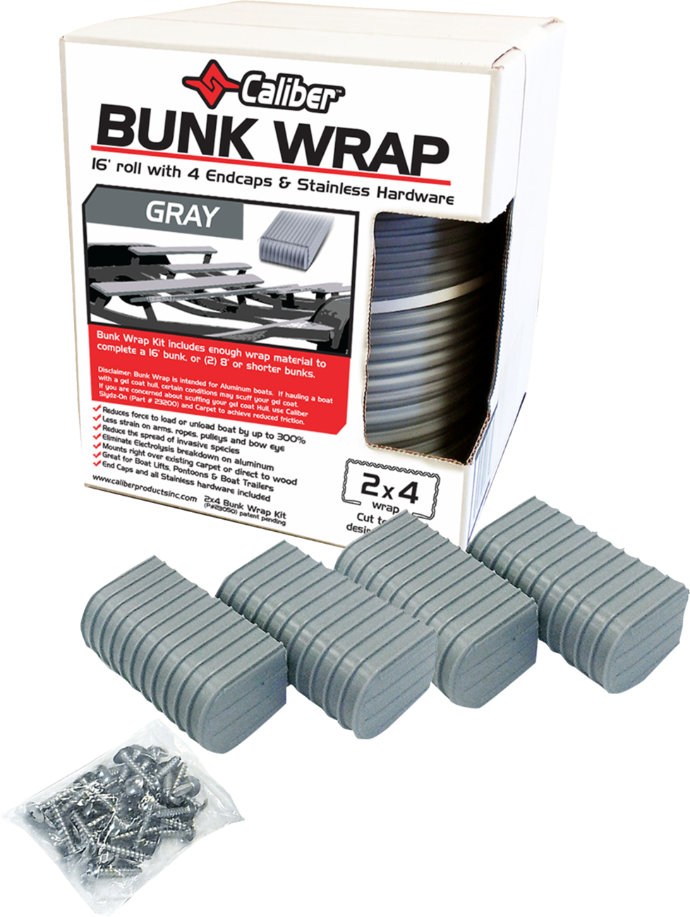CALIBER Bunk Wrap Endcap - 2"x4" / Gray / 4 Pack 3902-0271