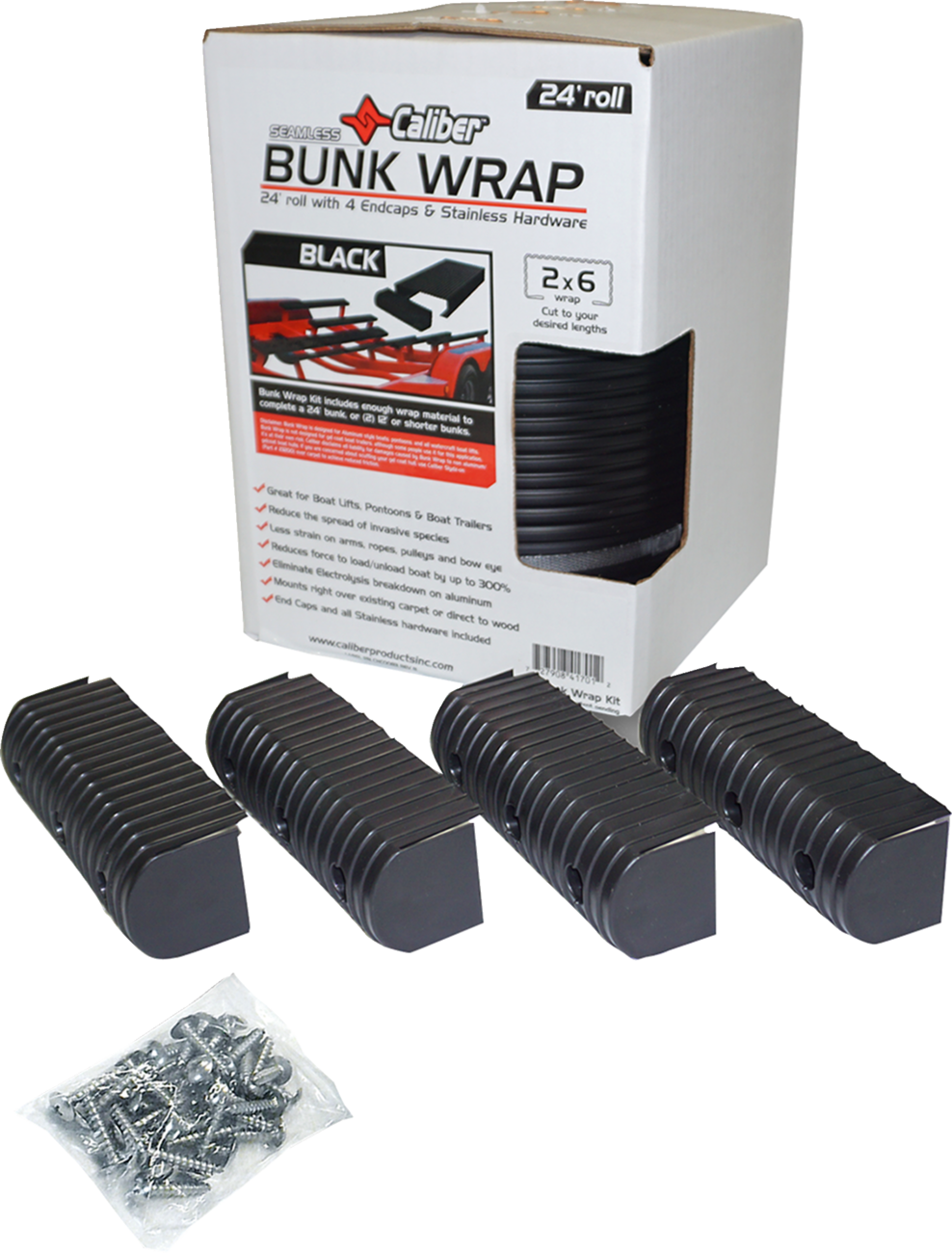 CALIBER Bunk Wrap Endcap - 2"x6" / Black / 4 Pack 3902-0276