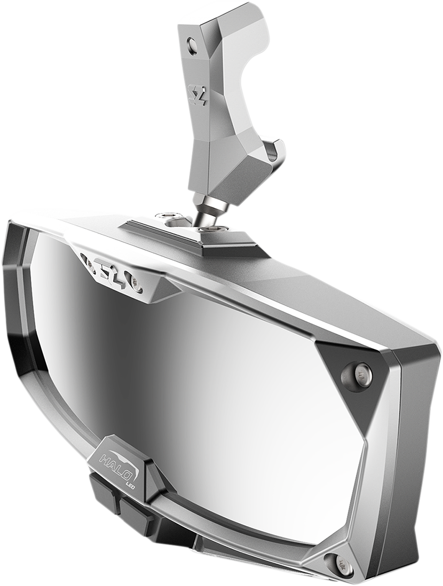 SEIZMIK Halo R Rear View Mirror with Cast Aluminum Bezel/LED Cabin Light - Can Am Defender - Mirror / Halo R / Rear View w/LED Cabin Light / Rectangle / Silver w/Silver Bezel / Ca