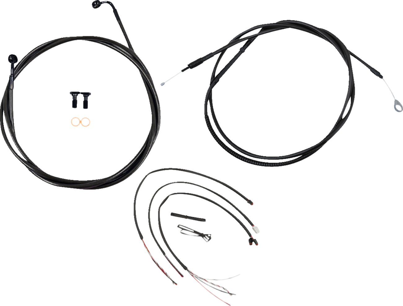 LA CHOPPERS Complete Midnight Braided Handlebar Cable/Brake Line Kit — Standard