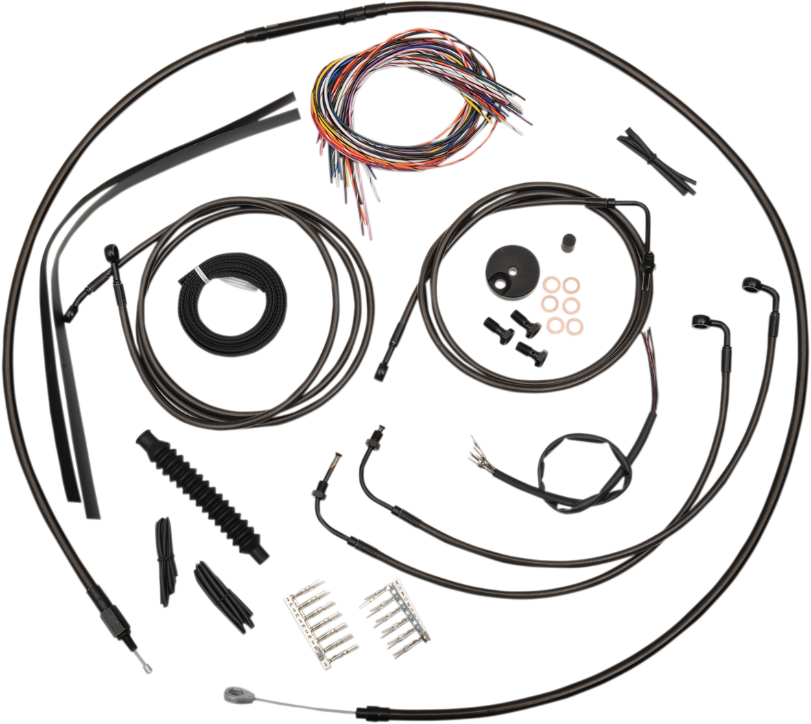 LA CHOPPERS Complete Midnight Braided Handlebar Cable/Brake Line Kit — Standard