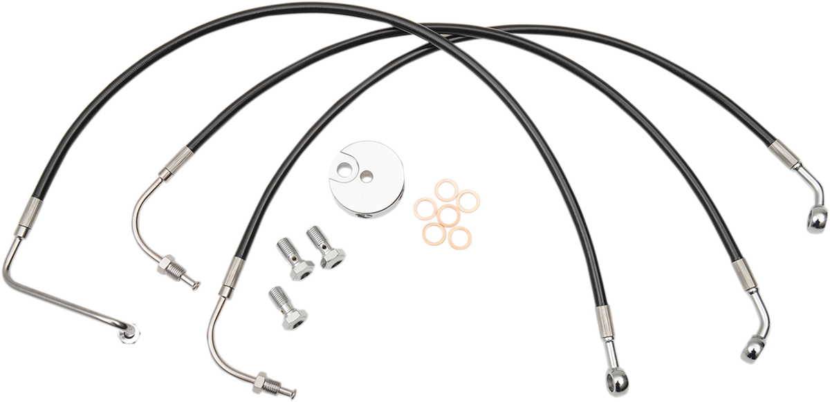 LA CHOPPERS Black Braided Brake Line Kit