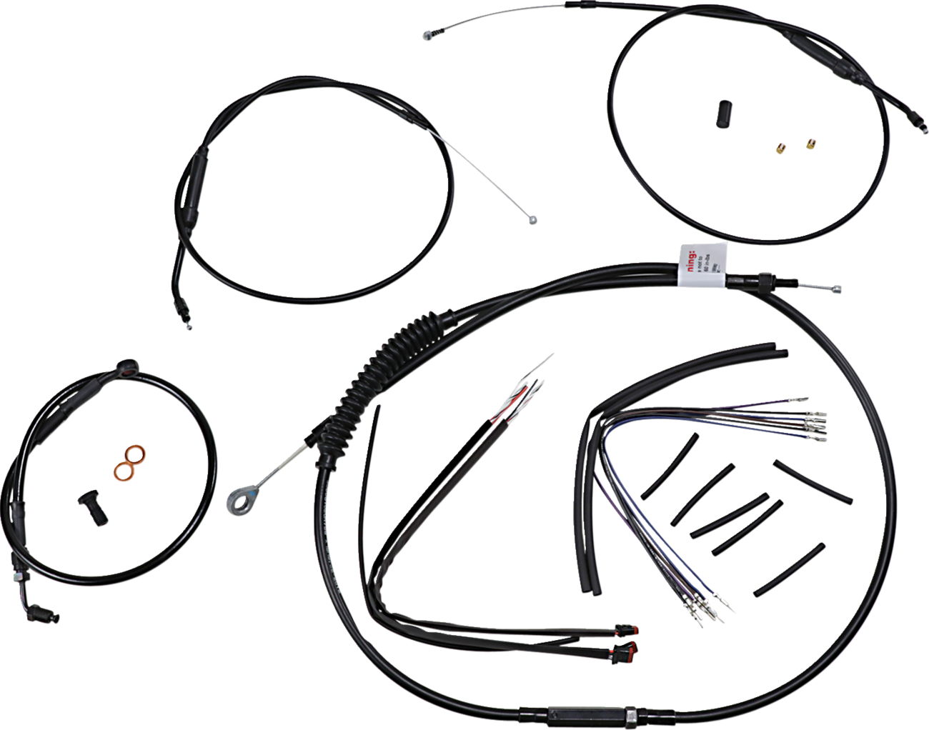 BURLY BRAND Extended Handlebar Cable and Brake Line Kit for Sportsters with ABS - 12" T-Bar Handlebars 0662-0594