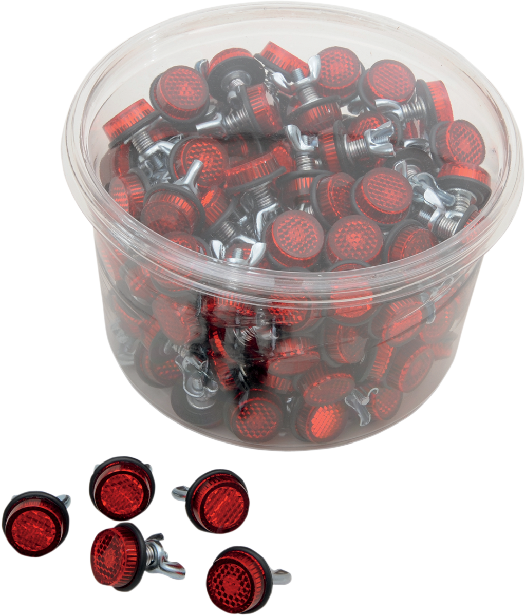 CHRIS PRODUCTS License Plate Reflectors - 150 Pack Tub / Red CH150R