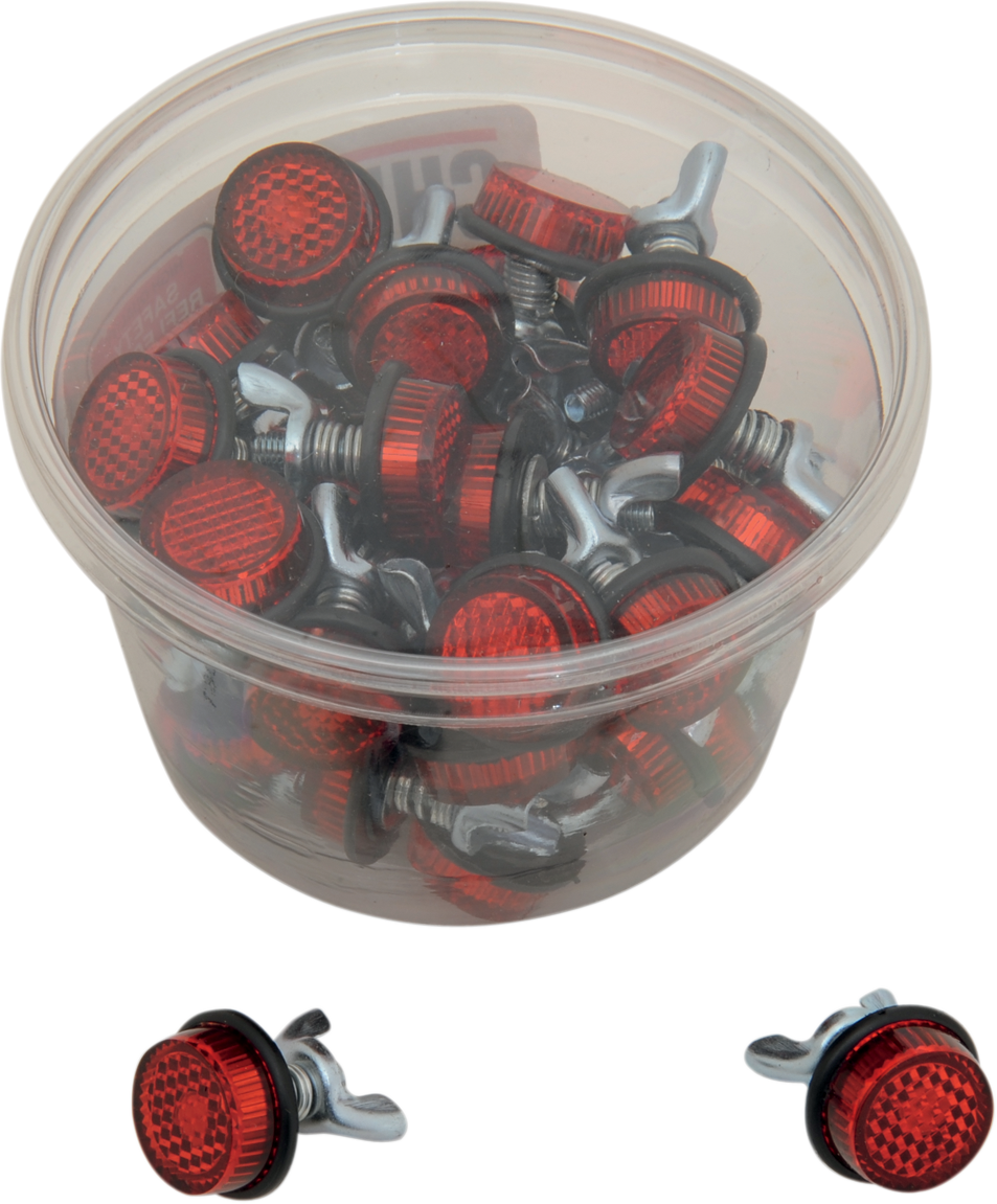 CHRIS PRODUCTS License Plate Reflectors - 40 Pack Tub / Red DS-272081