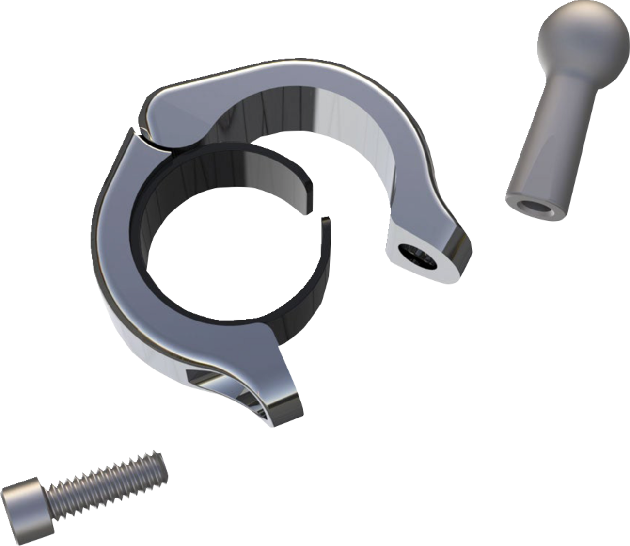 CIRO Aluminum Clamp Kit - Ball Mount / 1-1/8" / 1-1/4" Handlebars / Chrome 0636-0190