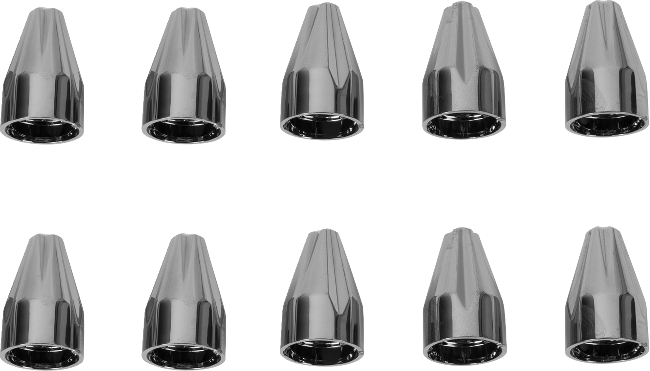 CIRO Bolt Caps - Engine / Fluted/Spike / 1/4" / Black Chrome 2404-0642