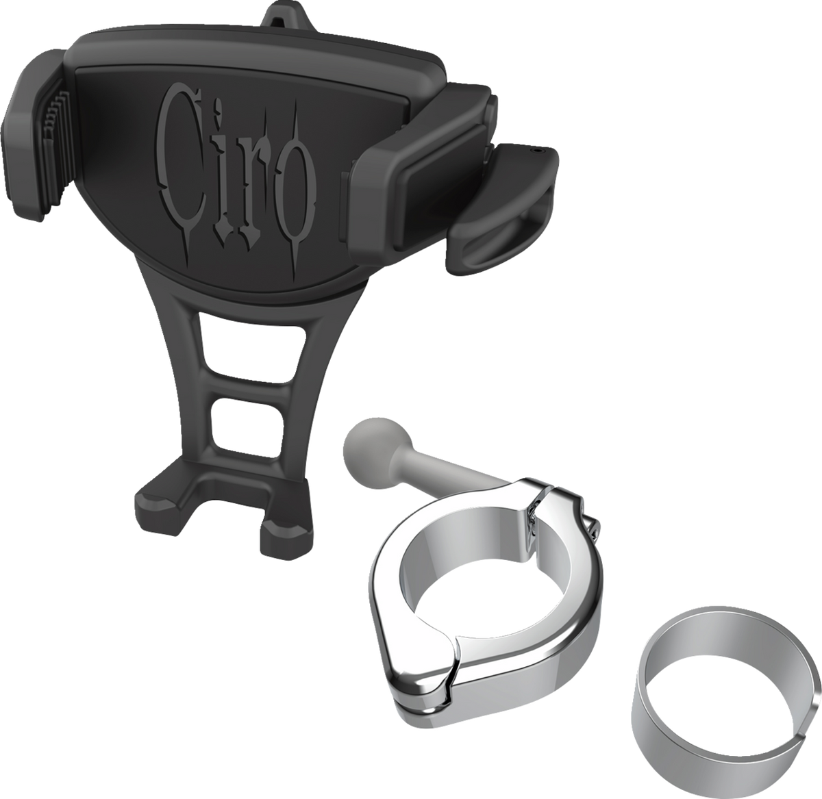 CIRO Constrictor Phone Holder - Black / Chrome 1-1/8" | 1-1/4" Handlebar Mount 0636-0574