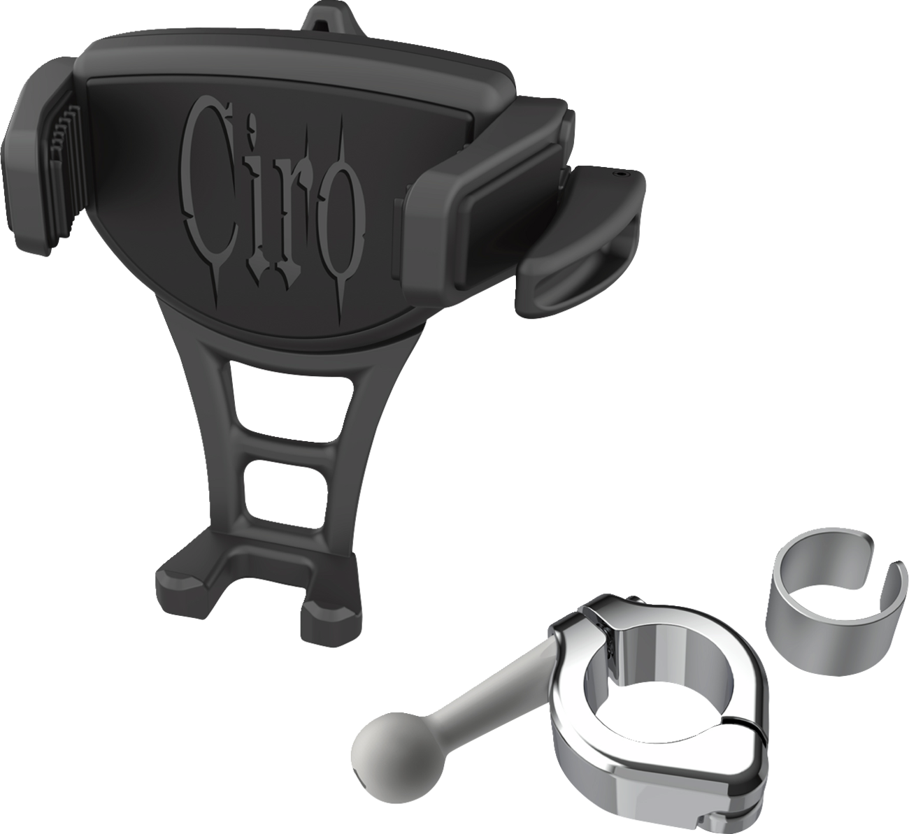 CIRO Constrictor Phone Holder - Black / Chrome 7/8" | 1" Handlebar Mount 0636-0572