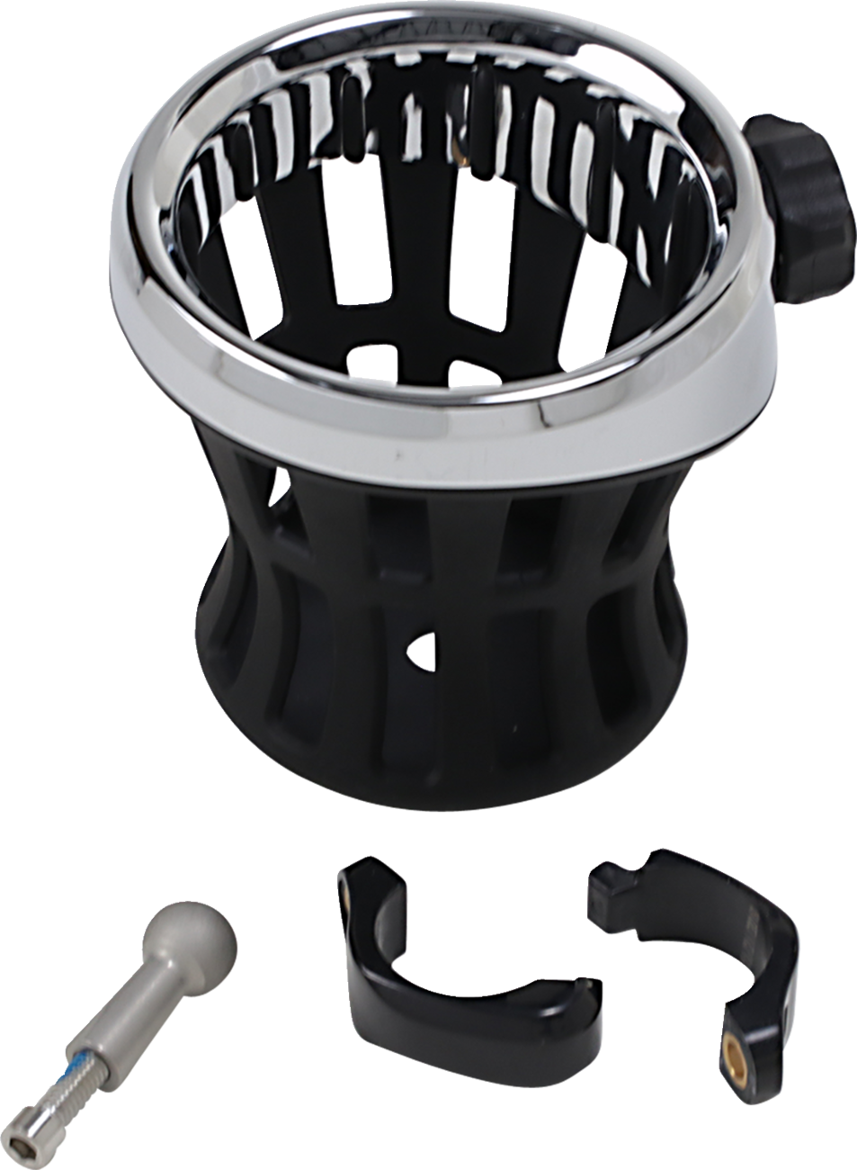 CIRO Drink Holder - 1-1/4" Handlebar Mount / Chrome/Black Clamp 0636-0024