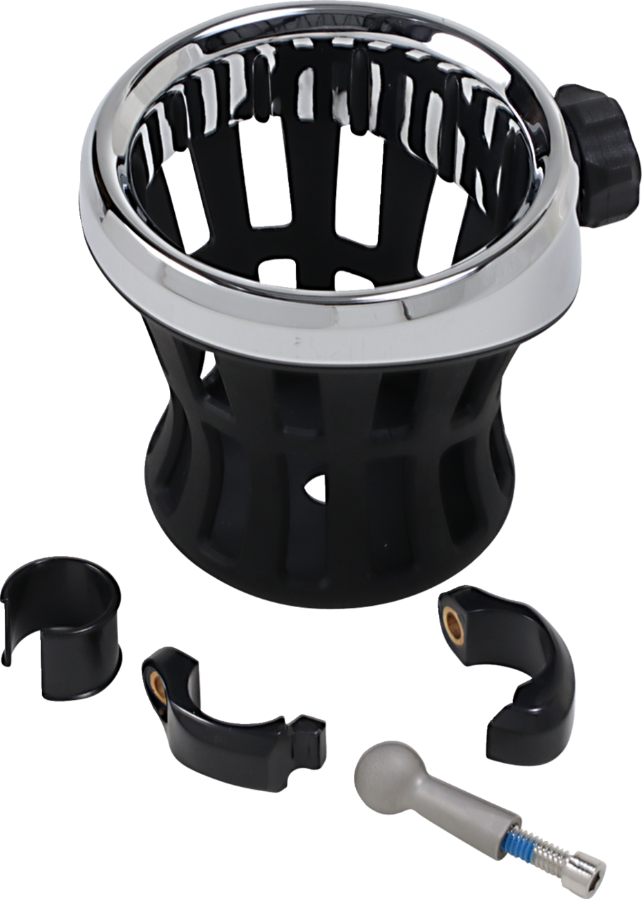 CIRO Drink Holder - 7/8"-1" Handlebar Mount / Chrome/Black Clamp 0636-0022