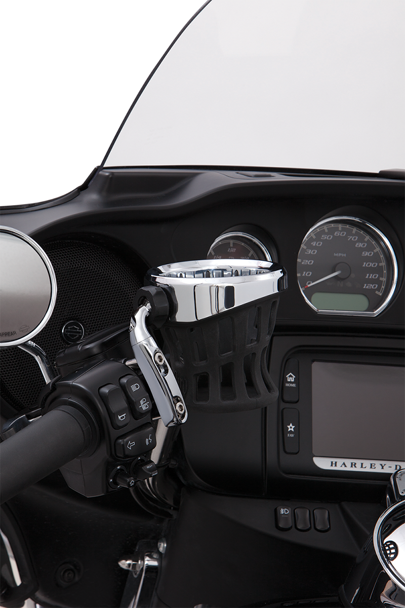 CIRO Drink Holder - 7/8"-1" Handlebar Mount / Chrome/Chrome Clamp 0636-0021