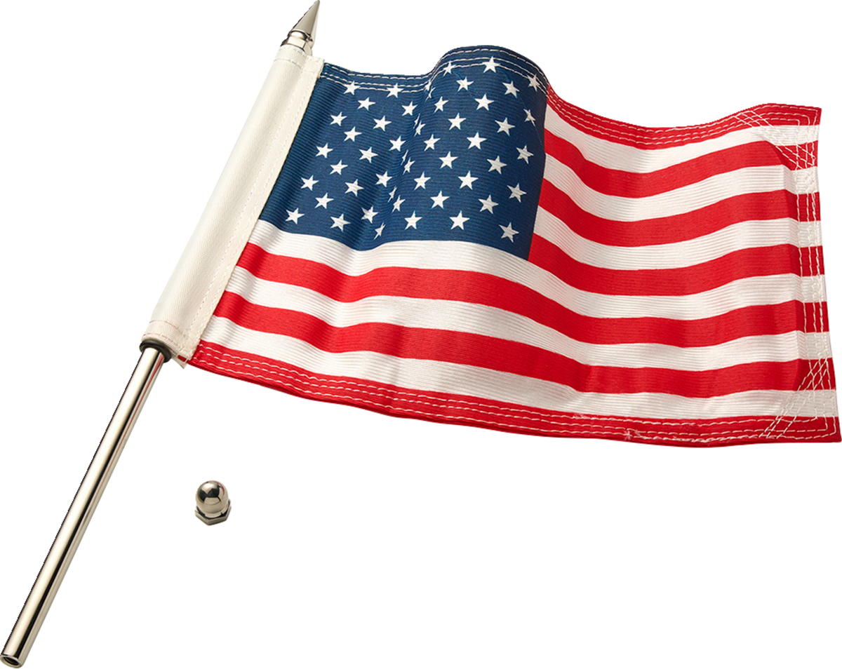 CIRO Flag Pole - 12" / With 6"x9" American Flag / Polished Stainless Steel 0521-2142