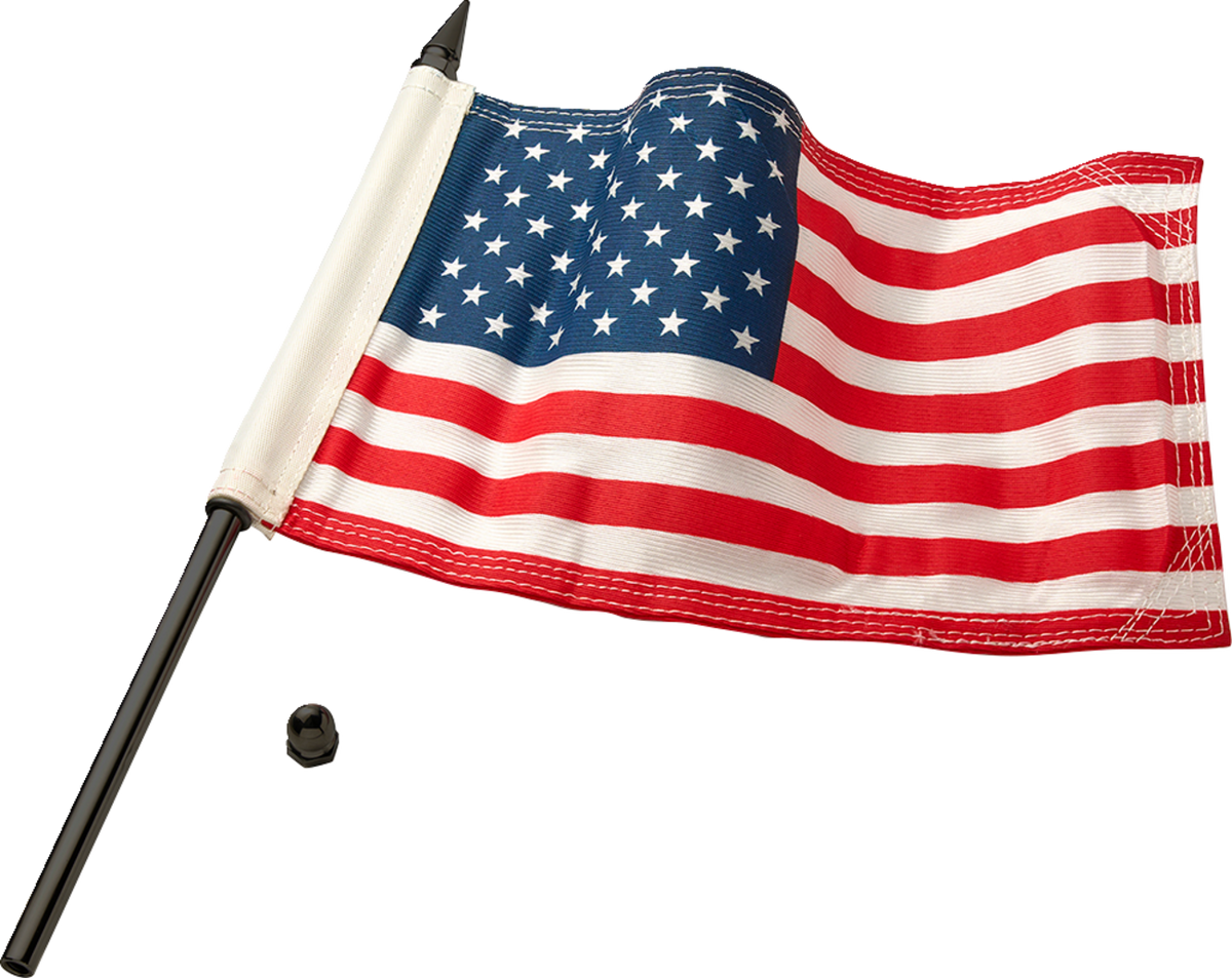 CIRO Flag Pole - 12" / With 6"x9" American Flag / Satin Black 0521-2143