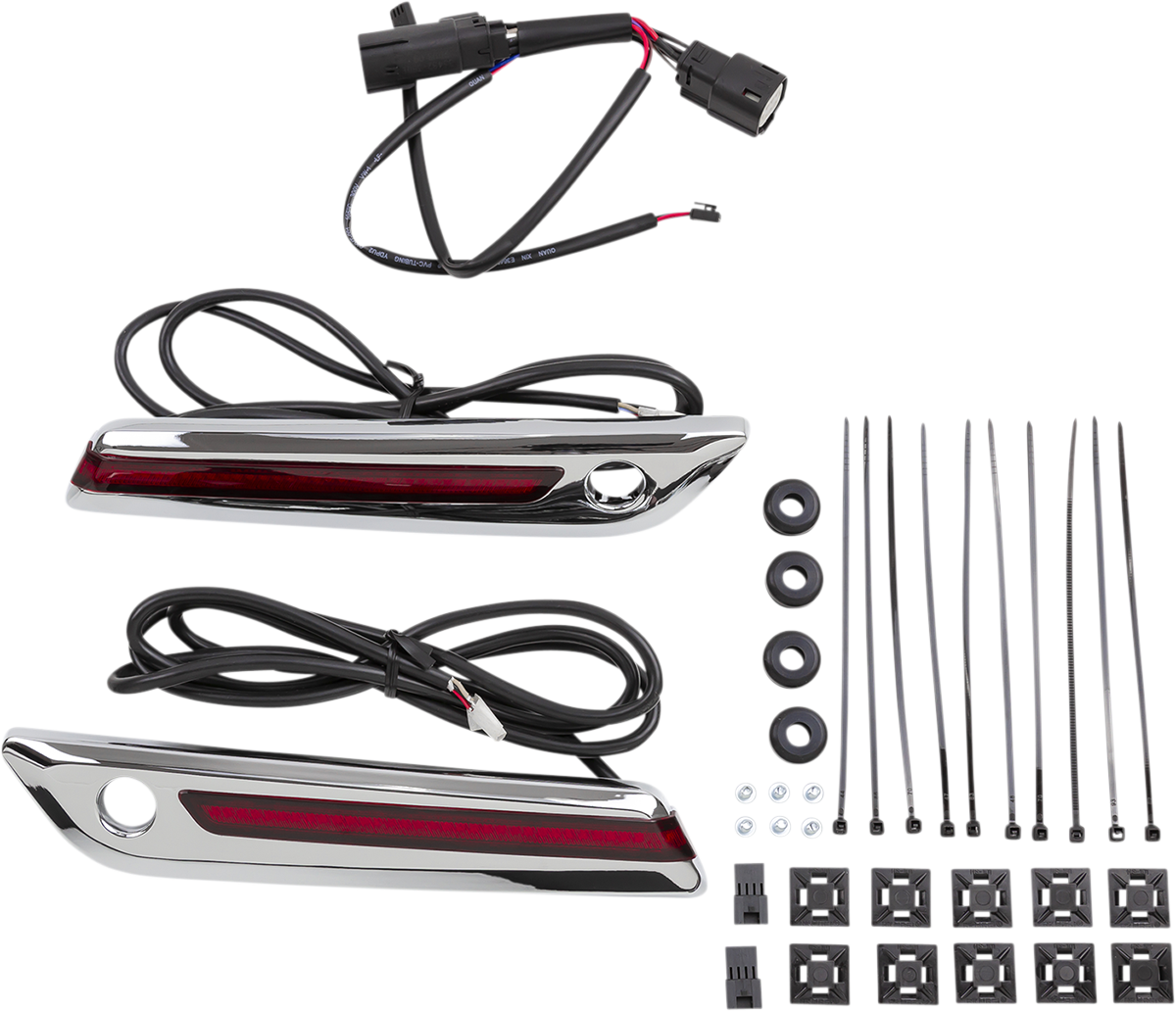 CIRO Hinge Covers - Red Lens / Chrome 3501-1823