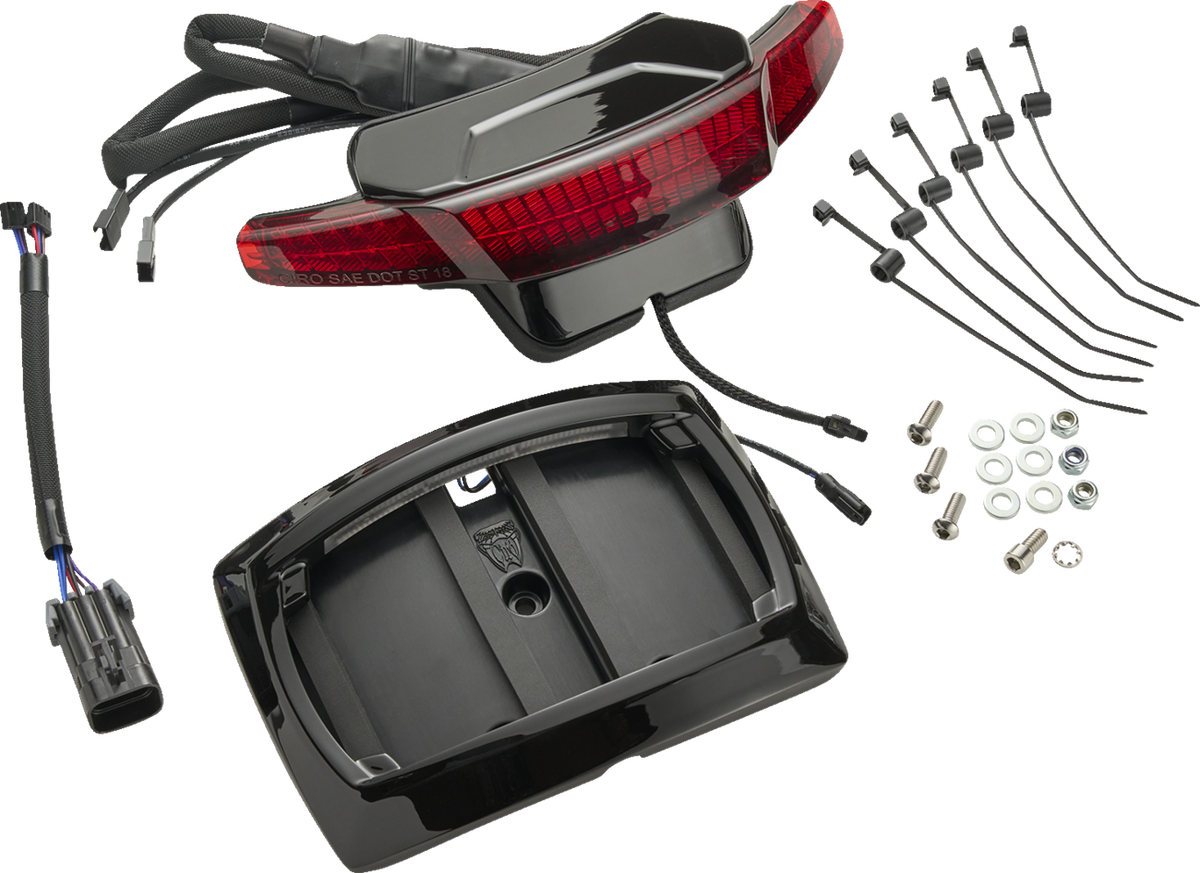 CIRO Latitude Taillight License Plate Mount - Red Lens / Black / Indian 2030-2479