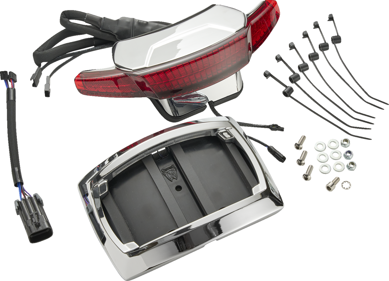 CIRO Latitude Taillight License Plate Mount - Red Lens / Chrome / Indian 2030-2478