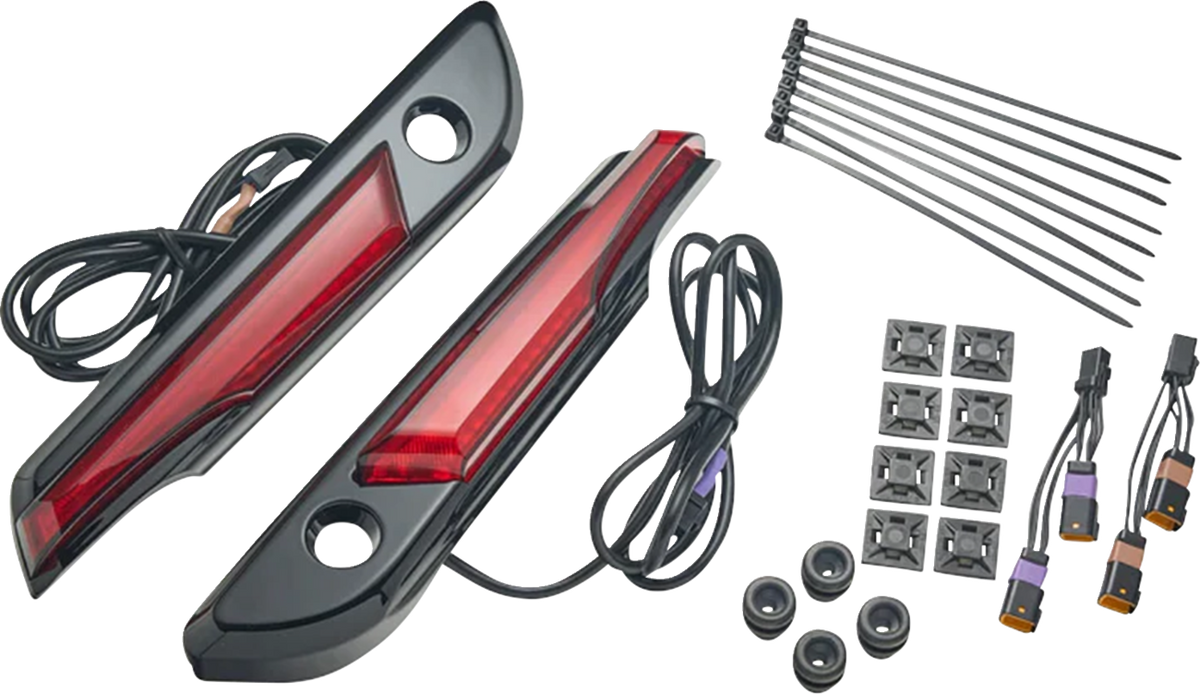 CIRO Lighted Saddlebag Hinge Covers - Red/Black 3501-2397