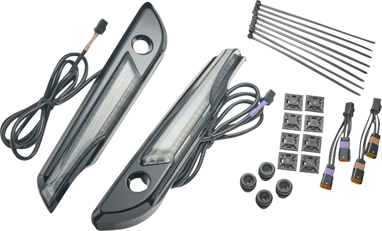 CIRO Lighted Saddlebag Hinge Covers - Smoke/Black 3501-2398