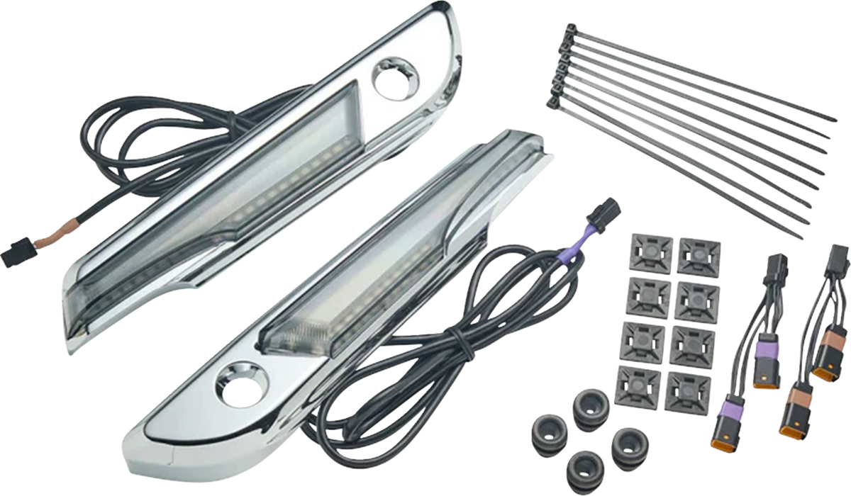CIRO Lighted Saddlebag Hinge Covers - Smoke/Chrome 3501-2396