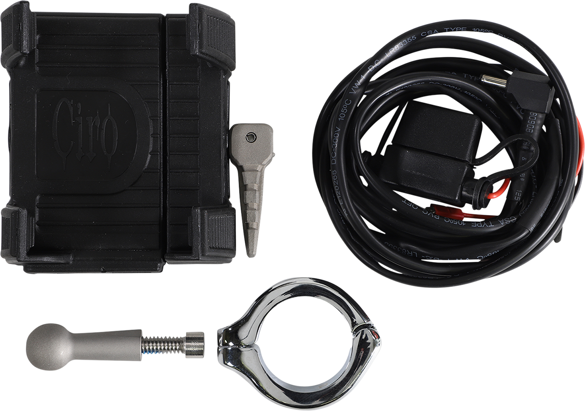 CIRO Phone Holder w/Charger - 1-1/4" Handlebar Mount / Chrome 4402-0593