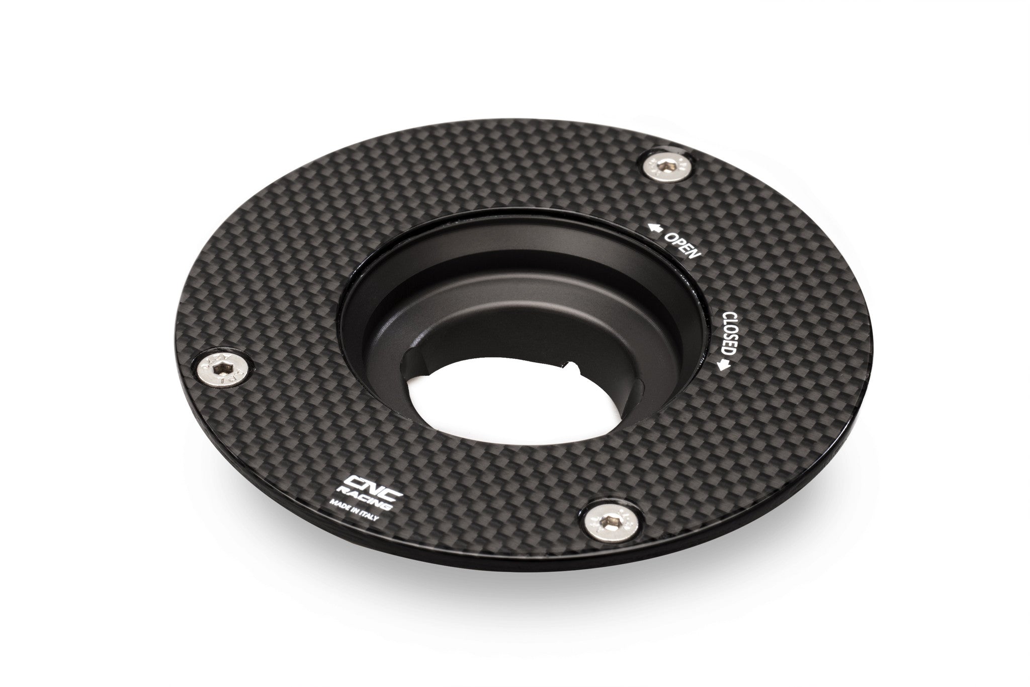 CNC Racing Carbon Fiber Gas Cap Flange for MV 3 cylinder Models, Aprilia, Moto Guzzi, and Triumph