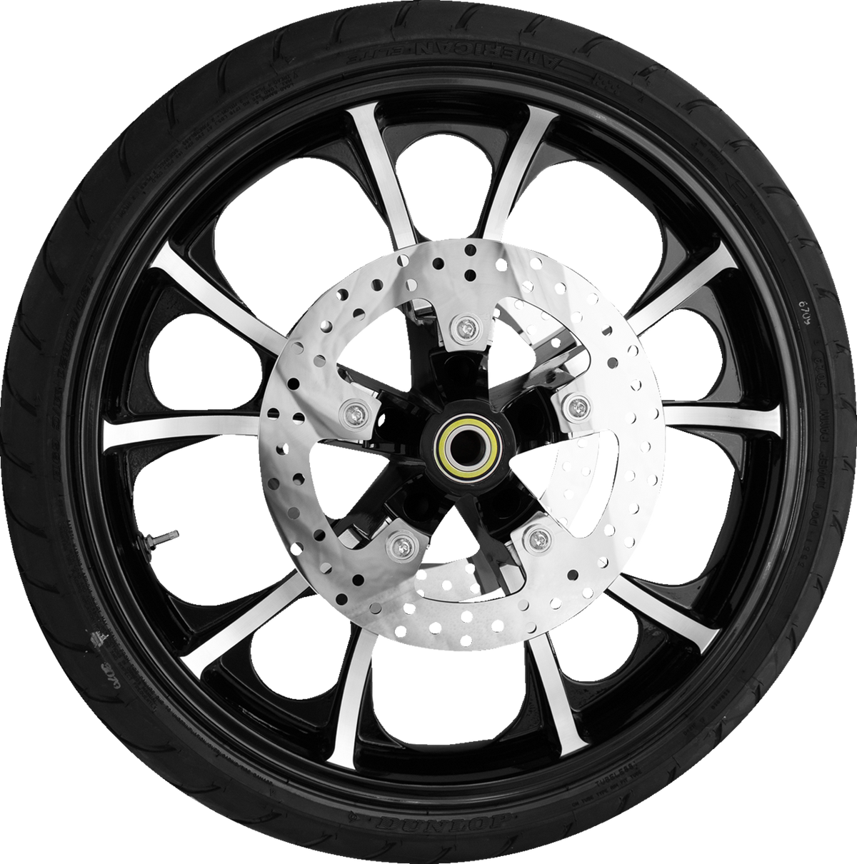 COASTAL MOTO Largo Front Wheel - Black Cut (21") | Rotors (11.8") | Dunlop AE2 Tire (130/60B21) 0335-0042