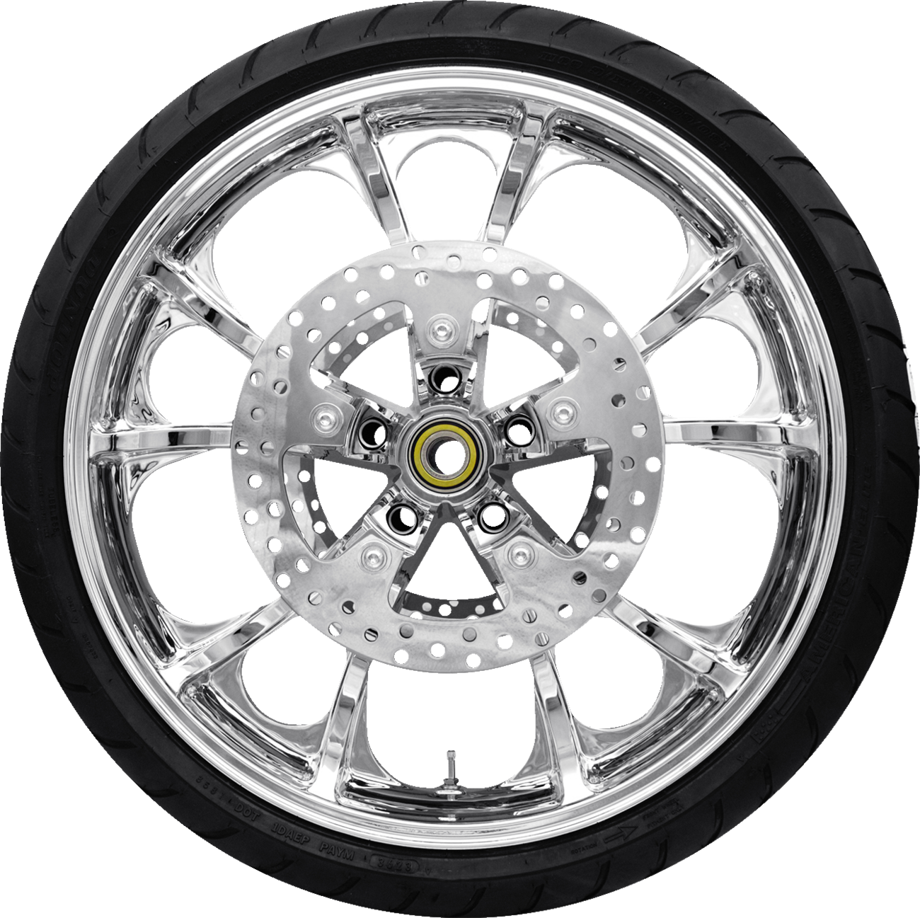 COASTAL MOTO Largo Front Wheel - Chrome (21") | Rotor (12.6) | Dunlop AE Tire (130/60B21) 0335-0024