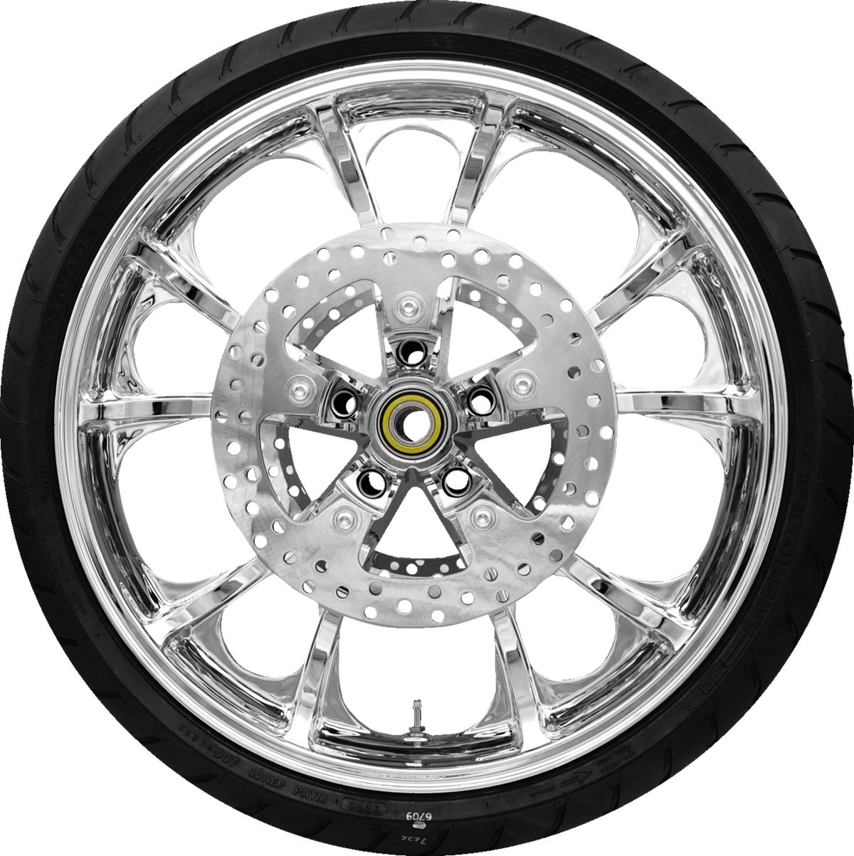 COASTAL MOTO Largo Front Wheel - Chrome (21") | Rotors (11.8") | Dunlop AE2 Tire (130/60B21) 0335-0034