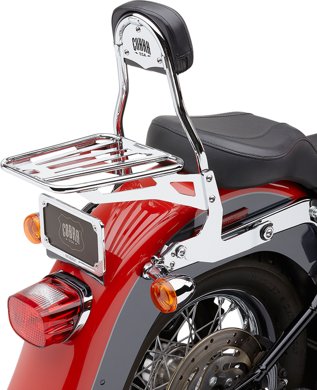 COBRA Detachable Backrest Kit - Backrest Kit / 14" / Chrome / Softail 1501-0555