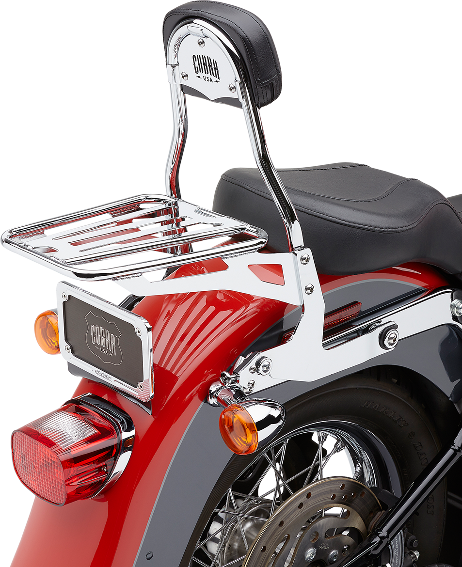 COBRA Detachable Backrest Kit - Backrest Kit / 14" / Chrome / Softail 1501-0557