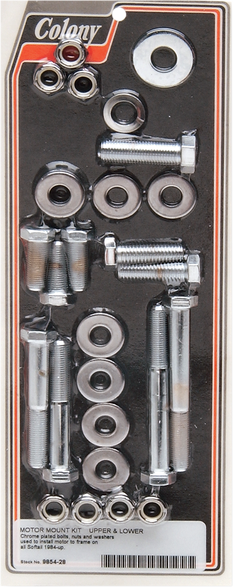 COLONY Bolt Kit - Upper/Lower/Motor Mount / Hex / Chrome / '84-'99 Softail 2401-0114