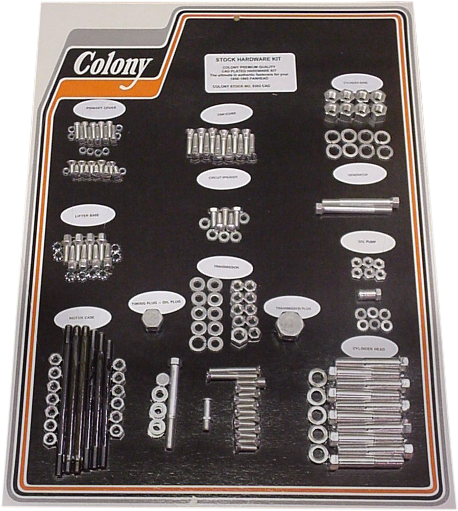 COLONY Hardware Kit - Stock/Motor / Cadmium Plated / '58-'65 Duo Glide/Electra Glide 2401-0454