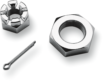 COLONY Nuts with Washers Kit - Front/Axle / Hex / Chrome / '73-'06 Dyna/FXR/Sportster 2401-0446