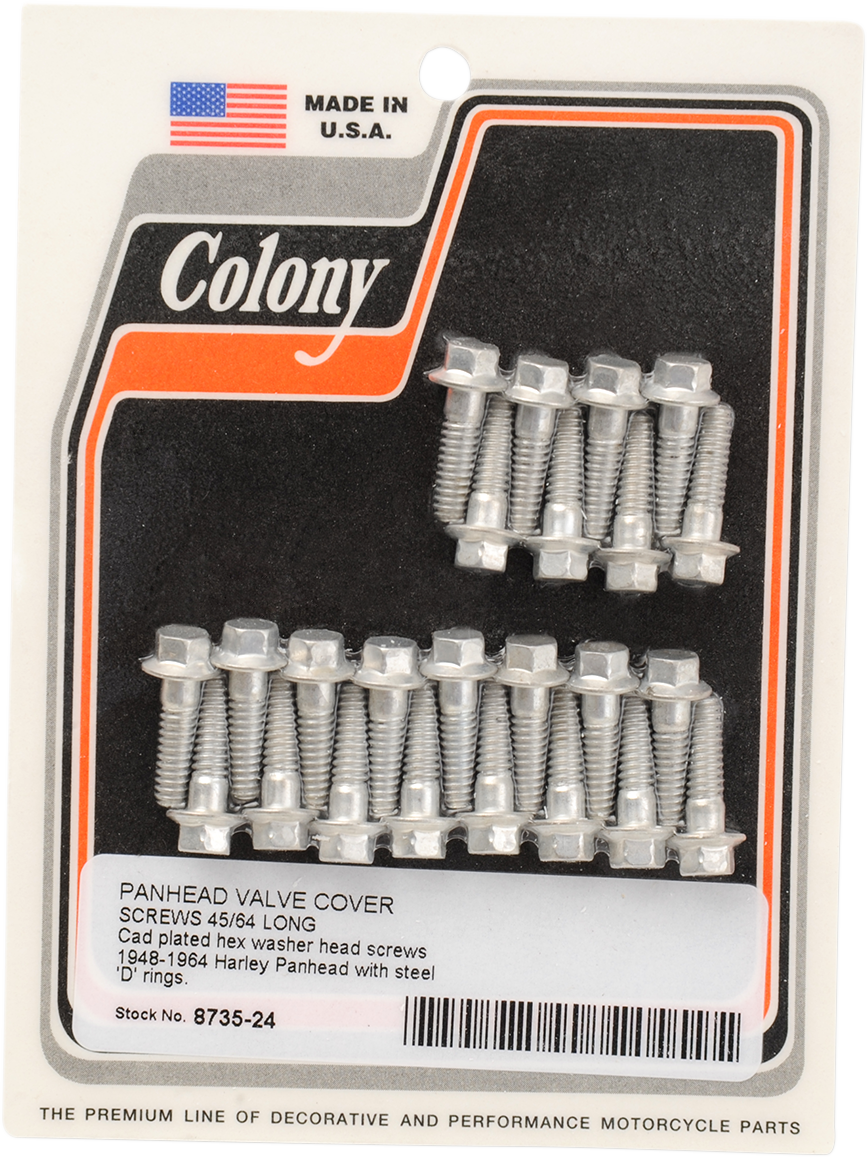 COLONY Screw Kit - Valve Cover/Hex / with Steel D Rings / Cadmium 2401-0473