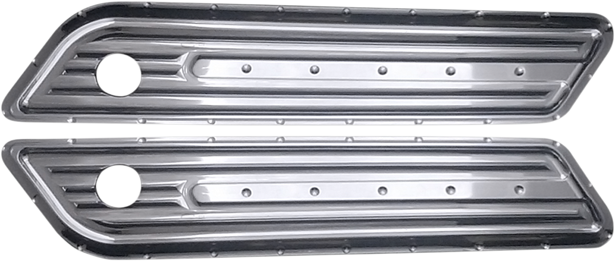 COVINGTONS Saddlebag Hinge Cover - Dimpled / Chrome 3501-0990
