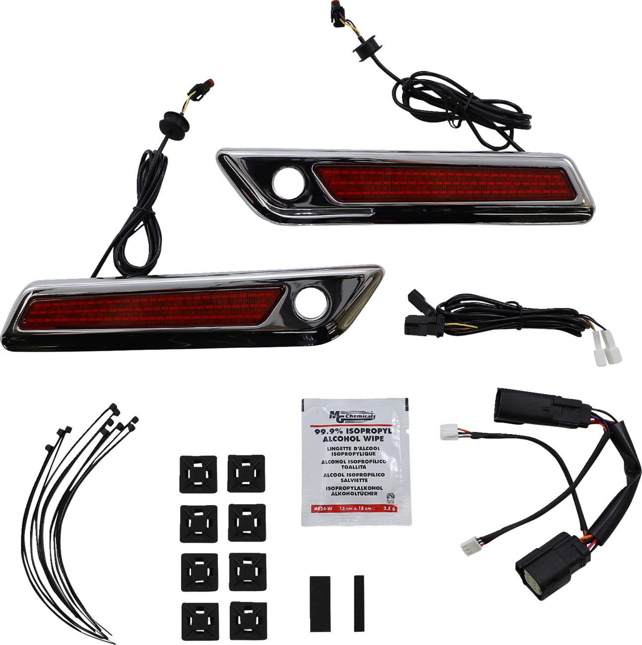 CUSTOM DYNAMICS Latch Light - Saddlebag / Red / Chrome 2040-2864