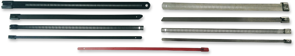 CYCLE PERFORMANCE PROD. Fat Width Stainless Steel Tie Wrap - Silver / 8" / 4 Pack 1861-1130