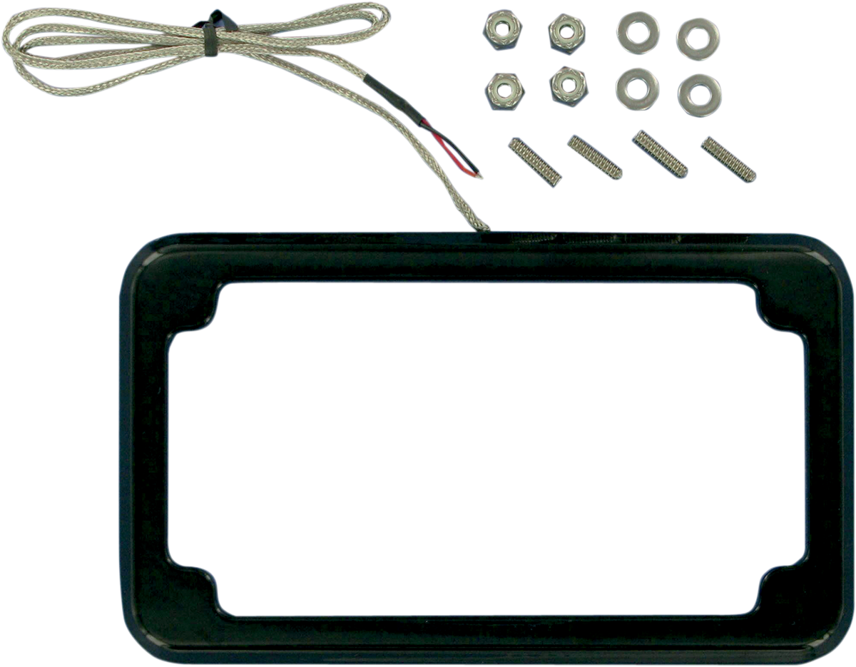 CYCLE VISIONS Beveled License Plate Frame - Black / with Plate Light 2030-0323