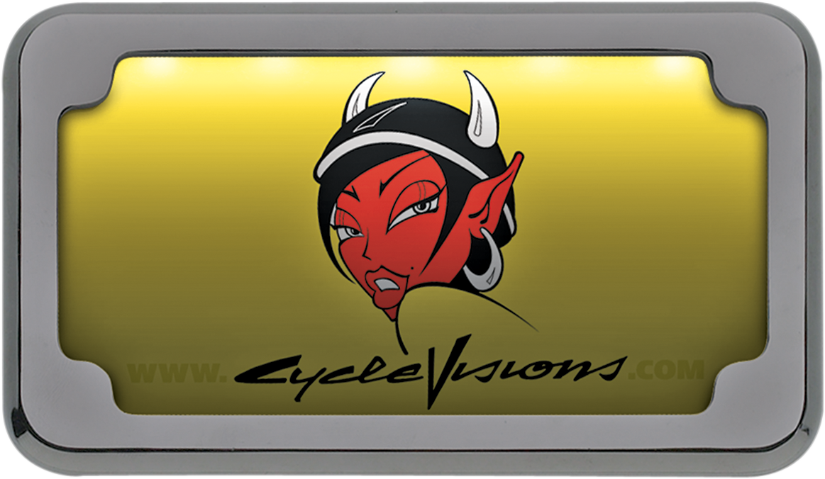 CYCLE VISIONS Beveled License Plate Frame - Chrome / with Plate Light 2030-0322