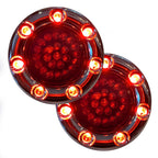 Eagle Lights Infinity Beam 2” Rear LED Turn Signals w/ Running and Brake Lights LED Ring Covers for Harley-Davidson® - Rear 1157 / Red LEDs
