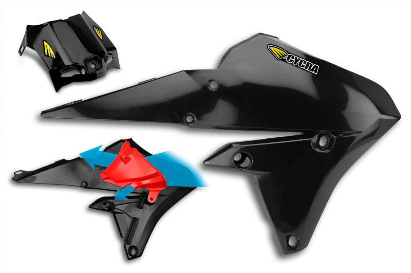 Cycra 2015-2019 Yamaha WR250F Powerflow Radiator Shrouds - Black - 1CYC-1778-12