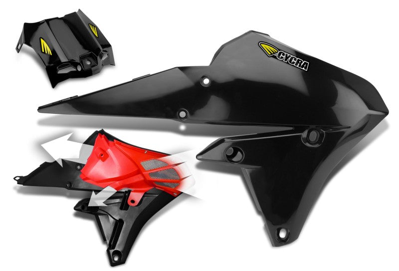 Cycra 2015-2019 Yamaha WR250F Powerflow Radiator Shrouds - Black - 1CYC-1782-12
