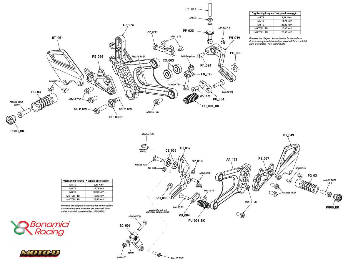 Bonamici Ducati Panigale V4 /S Rearsets (2025+)